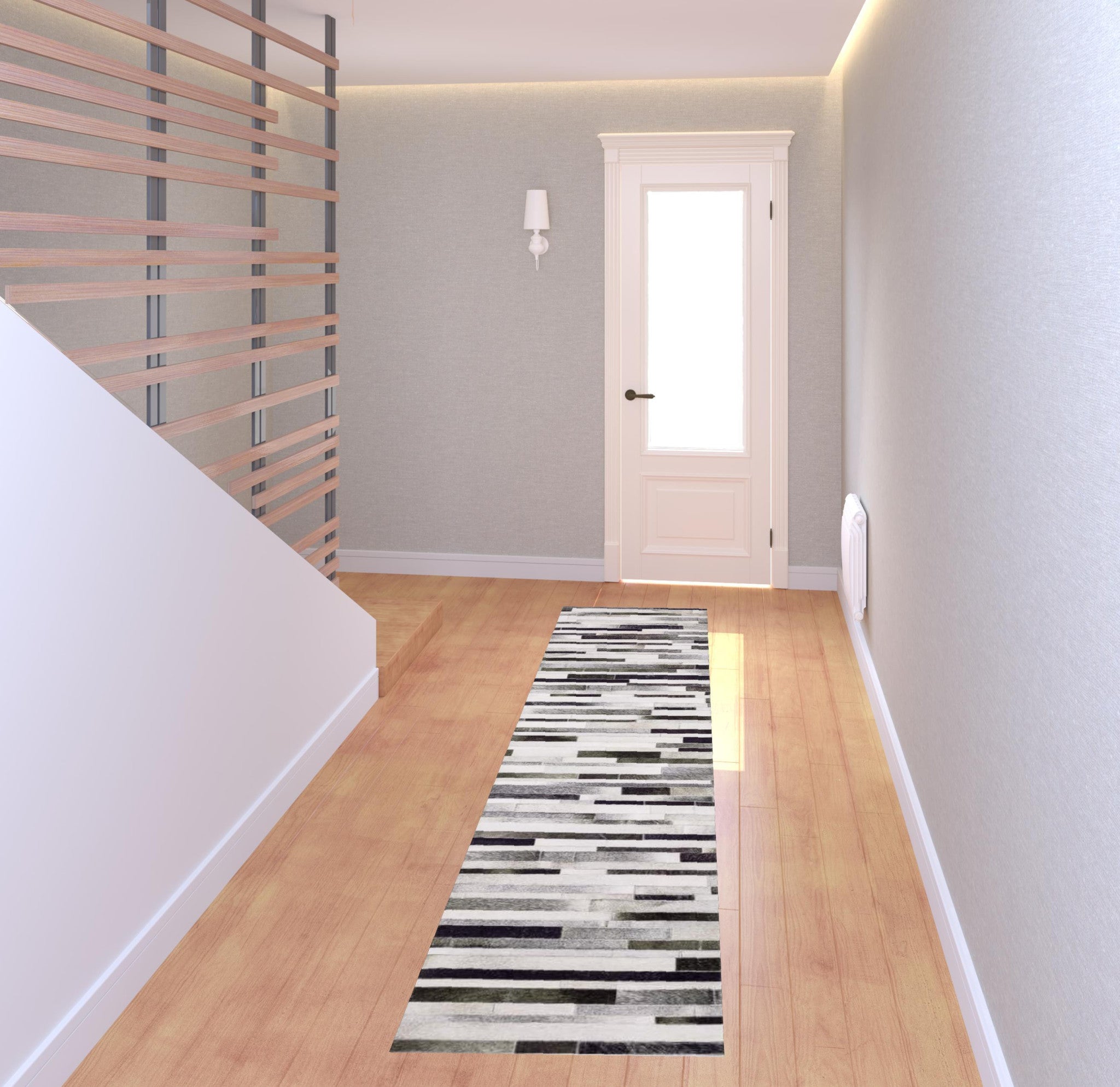 2' X 8' Grey Charcoal And Beige Geometric Power Loom Stain Resistant Runner Rug