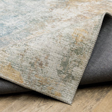 9' X 12' Blue And Yellow Abstract Power Loom Stain Resistant Area Rug