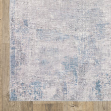 8' X 10' Grey And Blue Abstract Power Loom Stain Resistant Area Rug
