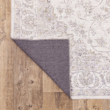 8' X 10' Beige Gold And Grey Oriental Power Loom Stain Resistant Area Rug