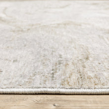 10' X 13' Ivory Tan Beige Grey And Brown Abstract Power Loom Stain Resistant Area Rug