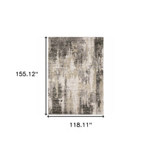 10' X 13' Gray And Ivory Abstract Power Loom Area Rug
