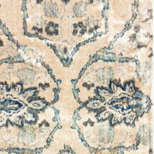 2' X 8' Ivory And Blue Floral Power Loom Stain Resistant Runner Rug