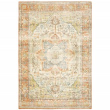 8' X 10' Orange Silver Gold And Grey Abstract Power Loom Stain Resistant Area Rug