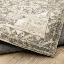 2' X 8' Grey Ivory Tan And Beige Oriental Power Loom Stain Resistant Runner Rug