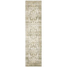 2' X 8' Tan Ivory Grey And Beige Oriental Power Loom Stain Resistant Runner Rug
