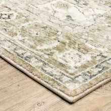 8' X 10' Tan Ivory Grey And Beige Oriental Power Loom Stain Resistant Area Rug