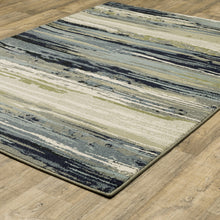 2' X 3' Blue Green Grey Light Blue And Beige Abstract Power Loom Stain Resistant Area Rug