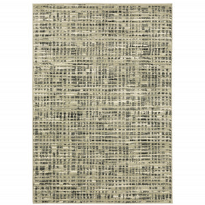 4' X 6' Beige Grey Ivory And Sage Blue Geometric Power Loom Stain Resistant Area Rug