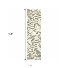 2' X 8' Gray And Ivory Geometric Power Loom Runner Rug