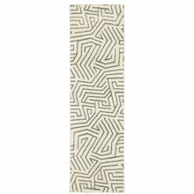 2' X 8' Gray And Ivory Geometric Power Loom Runner Rug