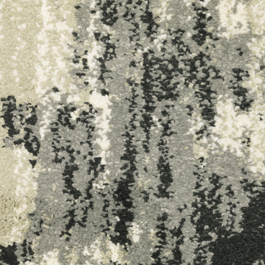 2' X 3' Grey Beige Charcoal And Blue Abstract Power Loom Stain Resistant Area Rug