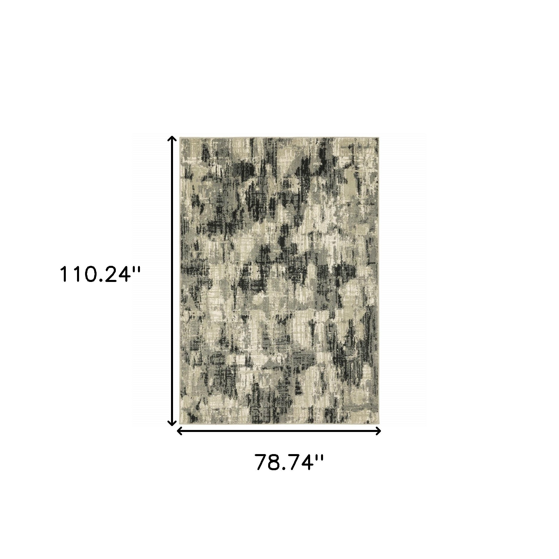 6' X 9' Grey Beige Charcoal And Blue Abstract Power Loom Stain Resistant Area Rug