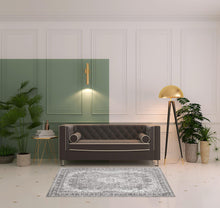 4' X 6' Grey Oriental Power Loom Stain Resistant Area Rug