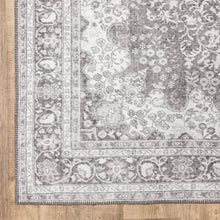 4' X 6' Grey Oriental Power Loom Stain Resistant Area Rug