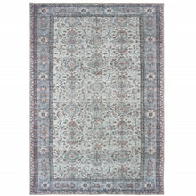 8' X 10' Ivory And Blue Oriental Power Loom Stain Resistant Area Rug