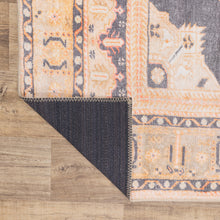 5' X 8' Grey And Gold Oriental Power Loom Stain Resistant Area Rug