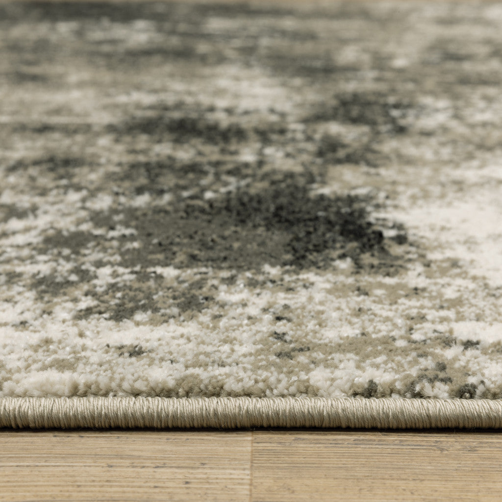 Charcoal Grey And Beige Abstract Power Loom Stain Resistant Area Rug - 4' x 6'