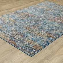 6' X 9' Blue Teal Gold Rust And Beige Abstract Power Loom Stain Resistant Area Rug