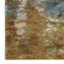 Blue Gold Teal Rust Grey And Beige Abstract Power Loom Stain Resistant Area Rug - 5' x 7'