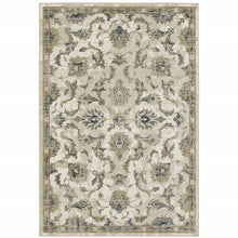4' X 6' Beige Gold Blue And Grey Oriental Power Loom Stain Resistant Area Rug
