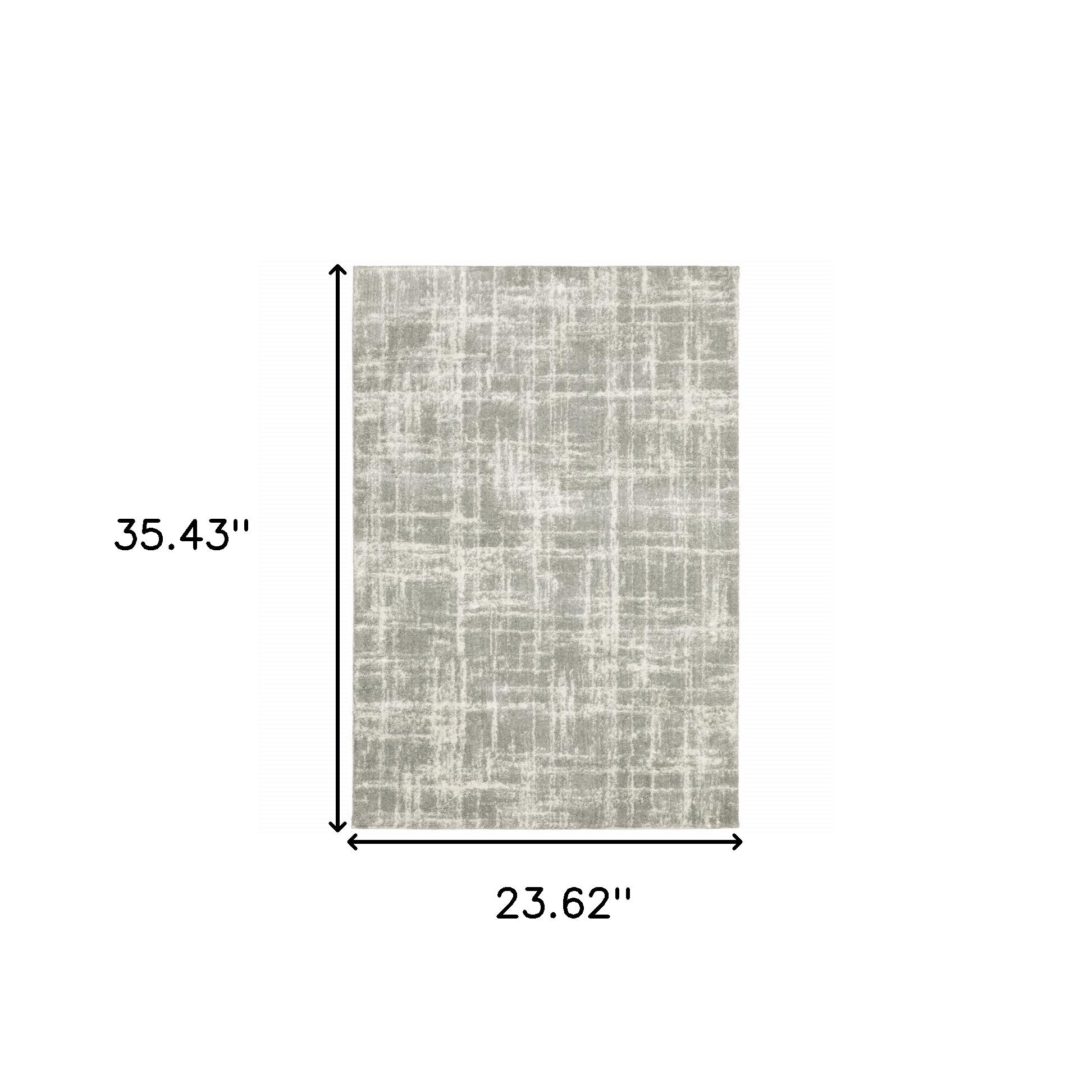 2' X 3' Grey And Ivory Abstract Shag Power Loom Stain Resistant Area Rug
