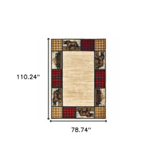 6' X 9' Ivory Southwestern Power Loom Stain Resistant Area Rug