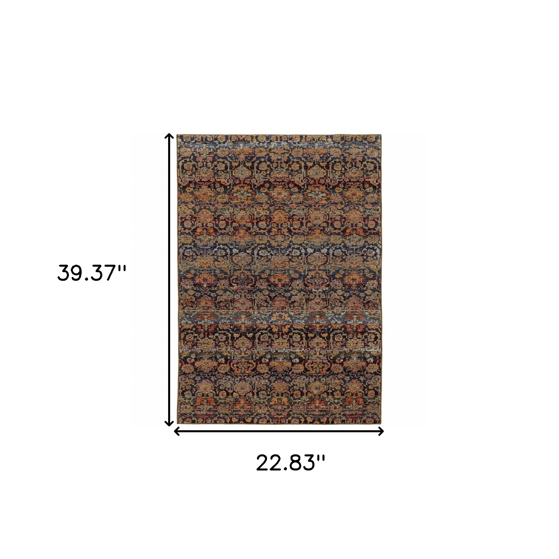 2' X 3' Multi And Blue Abstract Power Loom Stain Resistant Area Rug