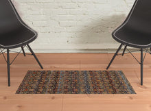 2' X 3' Multi And Blue Abstract Power Loom Stain Resistant Area Rug