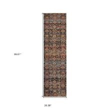 2' X 8' Multi And Blue Abstract Power Loom Stain Resistant Runner Rug