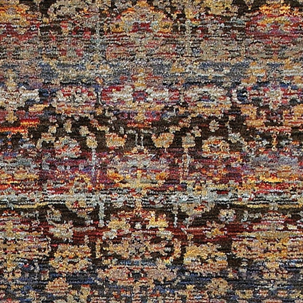 2' X 8' Multi And Blue Abstract Power Loom Stain Resistant Runner Rug