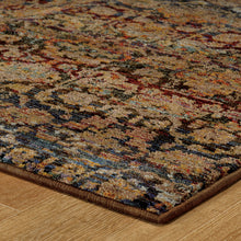 5' X 7' Multi And Blue Abstract Power Loom Stain Resistant Area Rug