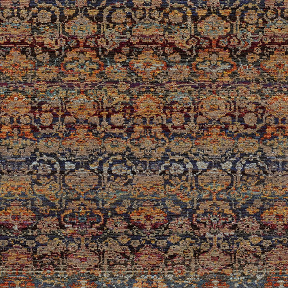 5' X 7' Multi And Blue Abstract Power Loom Stain Resistant Area Rug