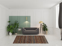 6' X 9' Multi And Blue Abstract Power Loom Stain Resistant Area Rug