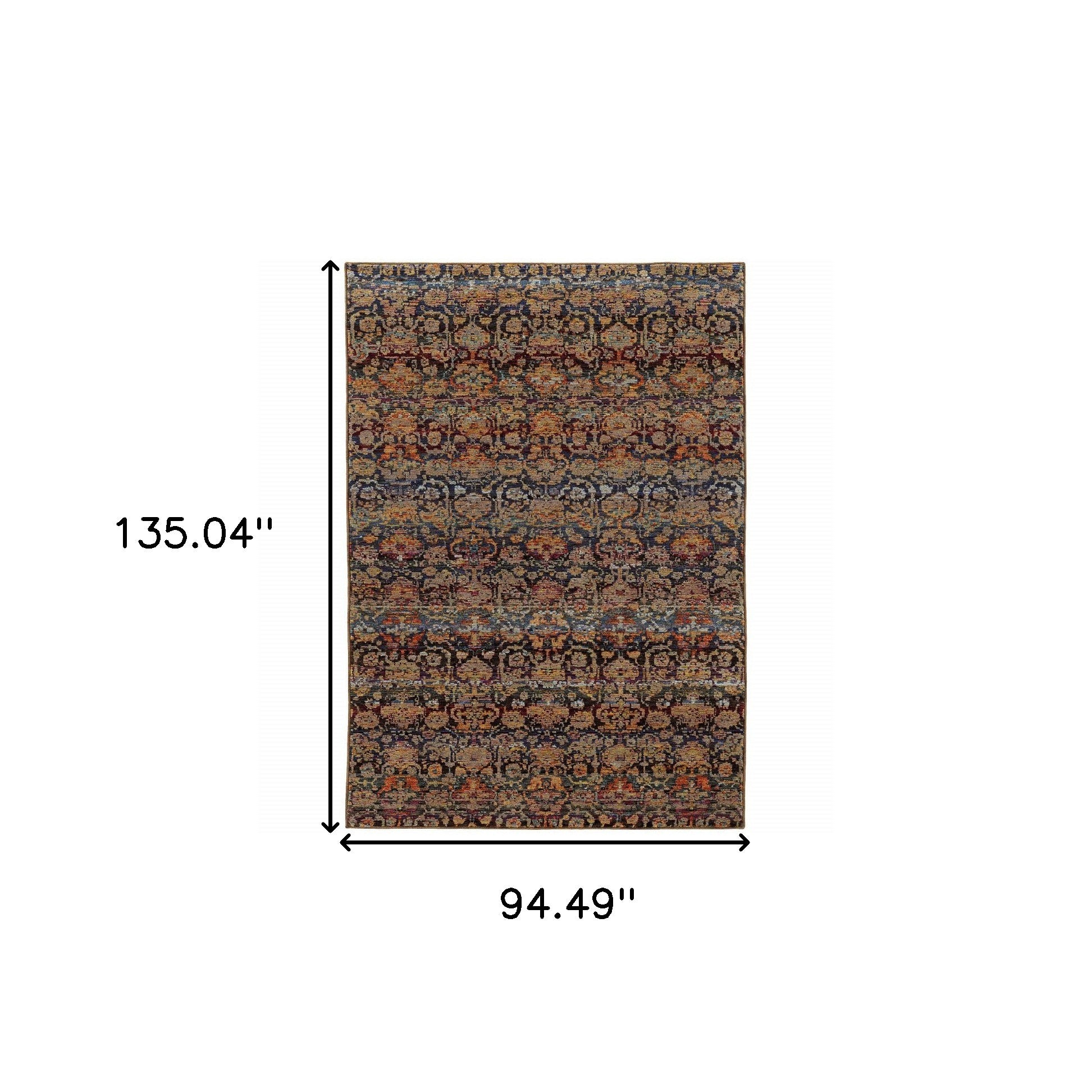 8' X 10' Multi And Blue Abstract Power Loom Stain Resistant Area Rug
