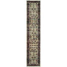 2' X 10' Stone And Red Oriental Power Loom Stain Resistant Runner Rug