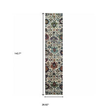 2' X 10' Green And Ivory Oriental Power Loom Runner Rug