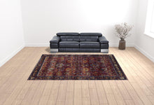 10' X 13' Red Purple Gold And Grey Oriental Power Loom Stain Resistant Area Rug