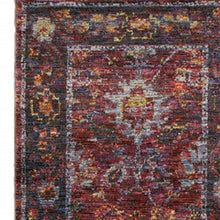 2' X 8' Red Purple Gold And Grey Oriental Power Loom Stain Resistant Runner Rug