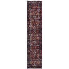 2' X 10' Red Purple Gold And Grey Oriental Power Loom Stain Resistant Runner Rug