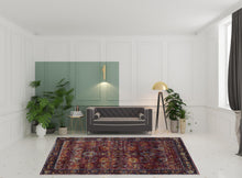 8' X 10' Red Purple Gold And Grey Oriental Power Loom Stain Resistant Area Rug