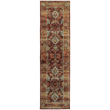 2' X 8' Red Gold And Green Oriental Power Loom Stain Resistant Runner Rug