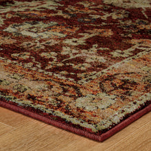 5' X 7' Red Gold And Green Oriental Power Loom Stain Resistant Area Rug