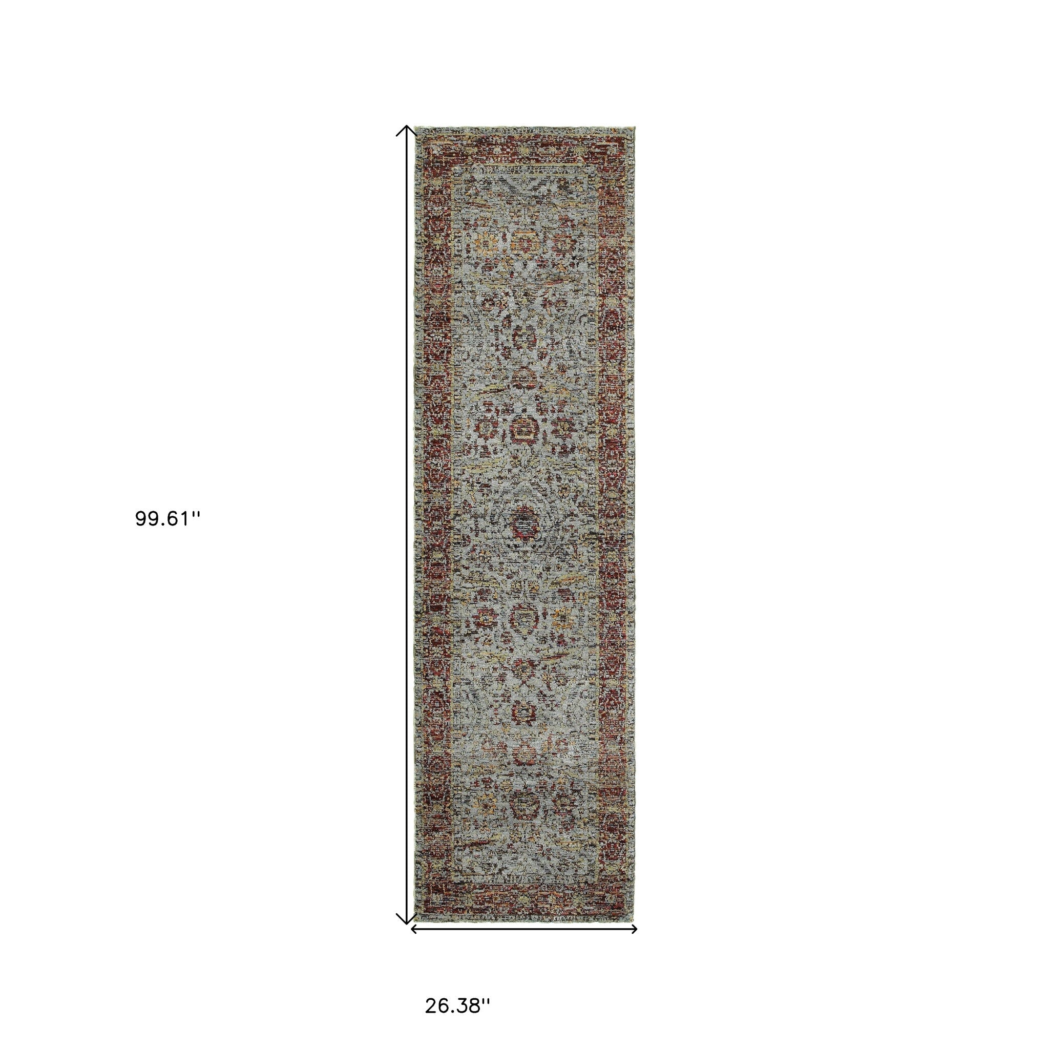 2' X 8' Blue Red Green And Gold Oriental Power Loom Stain Resistant Runner Rug