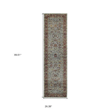 2' X 8' Blue Red Green And Gold Oriental Power Loom Stain Resistant Runner Rug