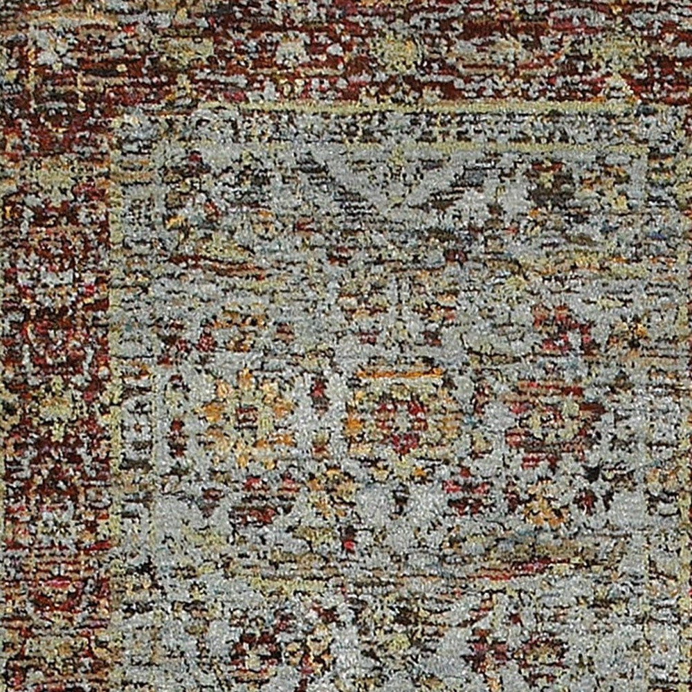 2' X 8' Blue Red Green And Gold Oriental Power Loom Stain Resistant Runner Rug