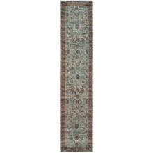 2' X 10' Blue Red Green And Gold Oriental Power Loom Stain Resistant Runner Rug