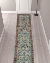 2' X 10' Blue Red Green And Gold Oriental Power Loom Stain Resistant Runner Rug