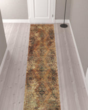 2' X 10' Gold And Brown Oriental Power Loom Stain Resistant Runner Rug
