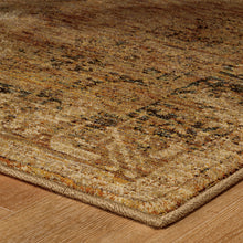 5' X 7' Gold And Brown Oriental Power Loom Stain Resistant Area Rug